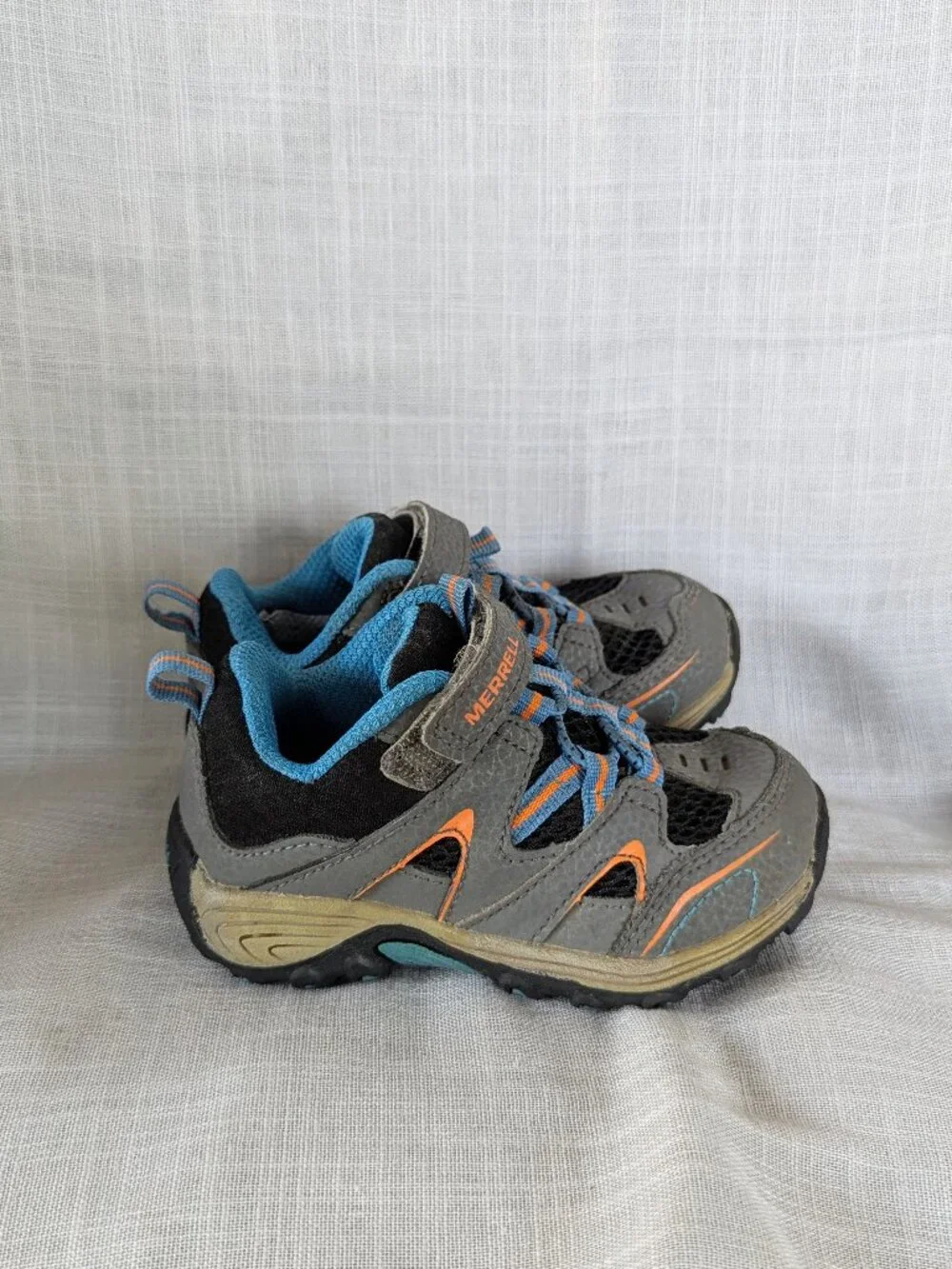 MERRELL TRAIL CHASER HIKING SHOES TODDLER BOYS SIZE 6.5 GRAY BLUE BLACK